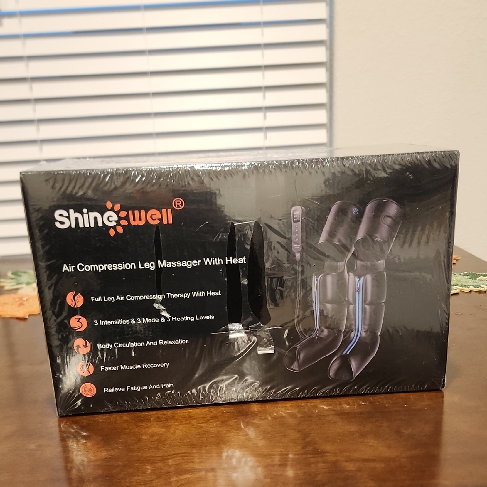 Shine Well Air Compression Leg Massager with Heat Athlete Recovery New Sealed